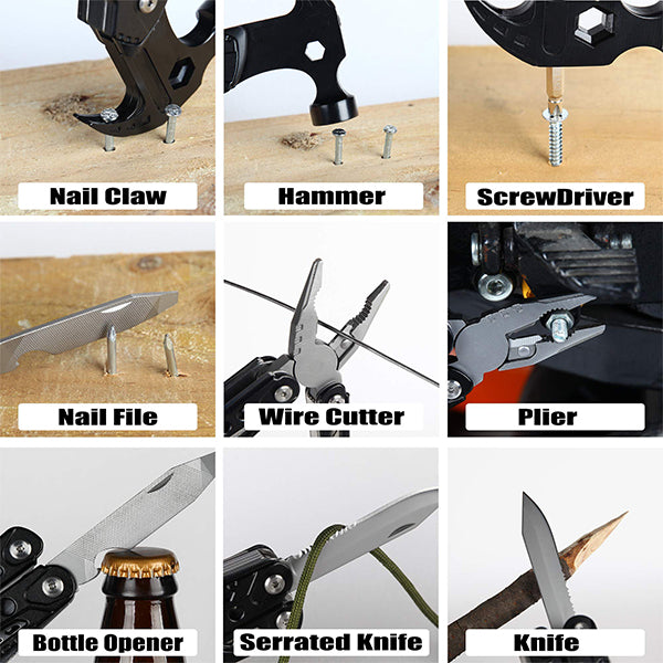 Portable MultiTool With Hammer, Screwdrivers, Nail Puller