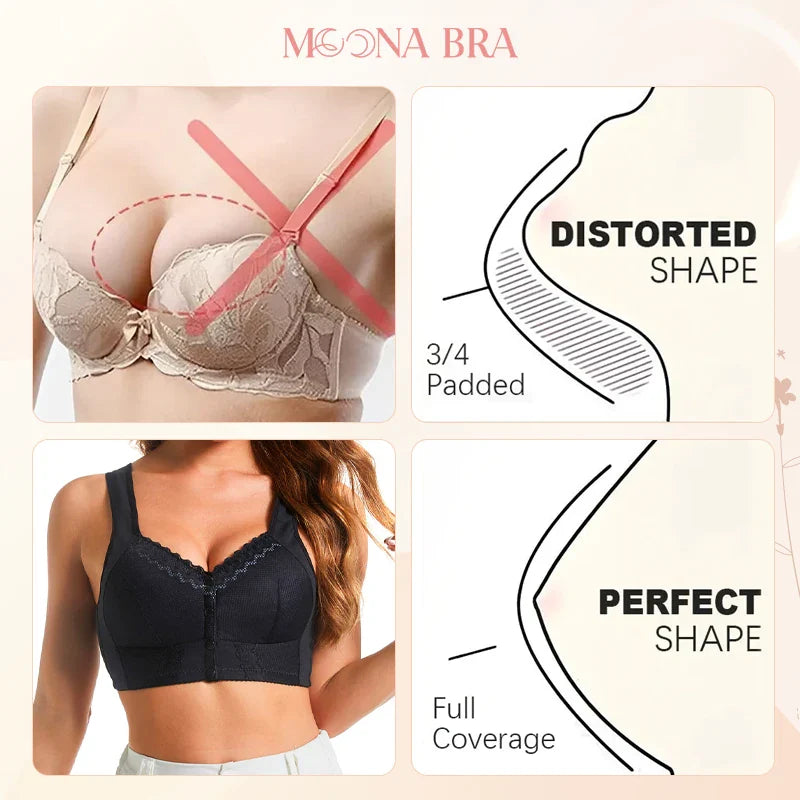 Moona Bra Front Closure Breathable And Posture Corrector Bras For Seniors